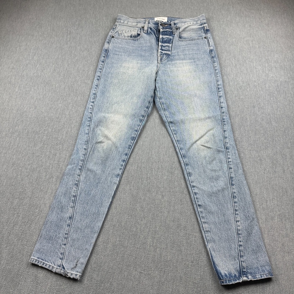 Frame Jeans Womens 26x28 Blue Le Original Skinny Pants Button Fly Light Wash Zip